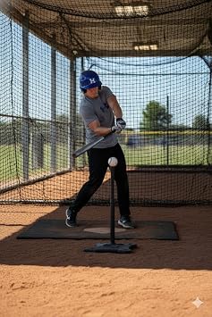 Power Batting Tee - Fully Adjustable Stem for Baseball and Softball Players, Black