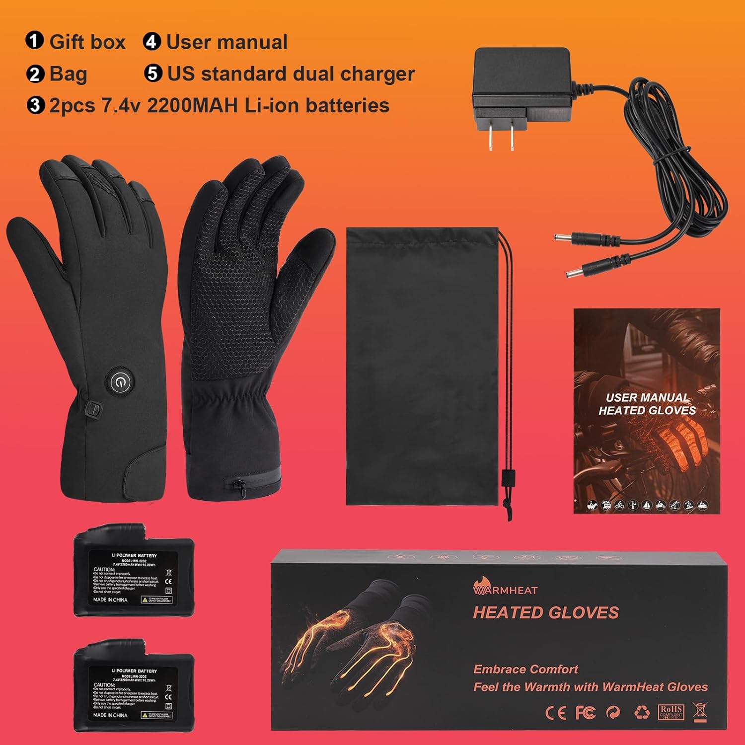 Heated Gloves for Men Women, Rechargeable Heated Work Gloves, Easy Hand Warming Touch Screen Glove for Skiing Hiking - Image 5
