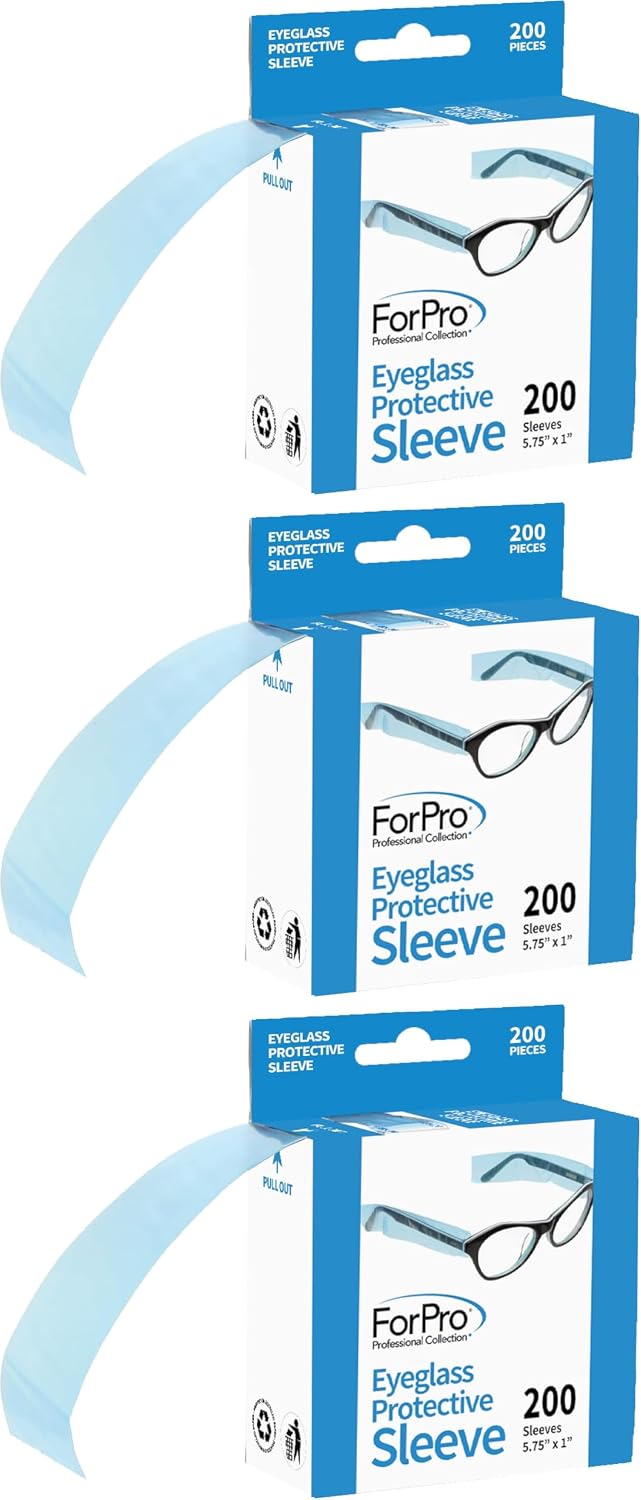 ForPro Professional Collection Eyeglass Protective Sleeves, Fits All Size Eyeglasses, 5.75" x 1", 200-Count
