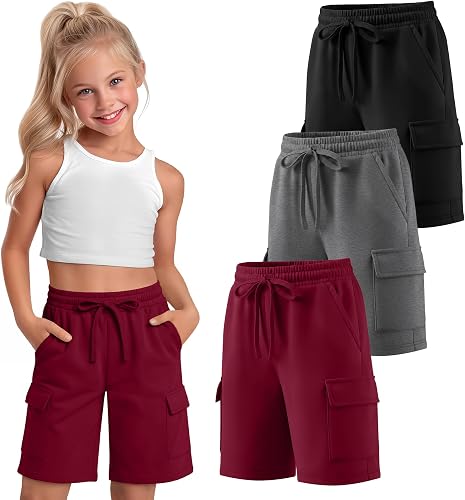 Oakgarden 3 Pack Girls Bermuda Shorts 5-16 Years, 3-Color, 5-6 Years