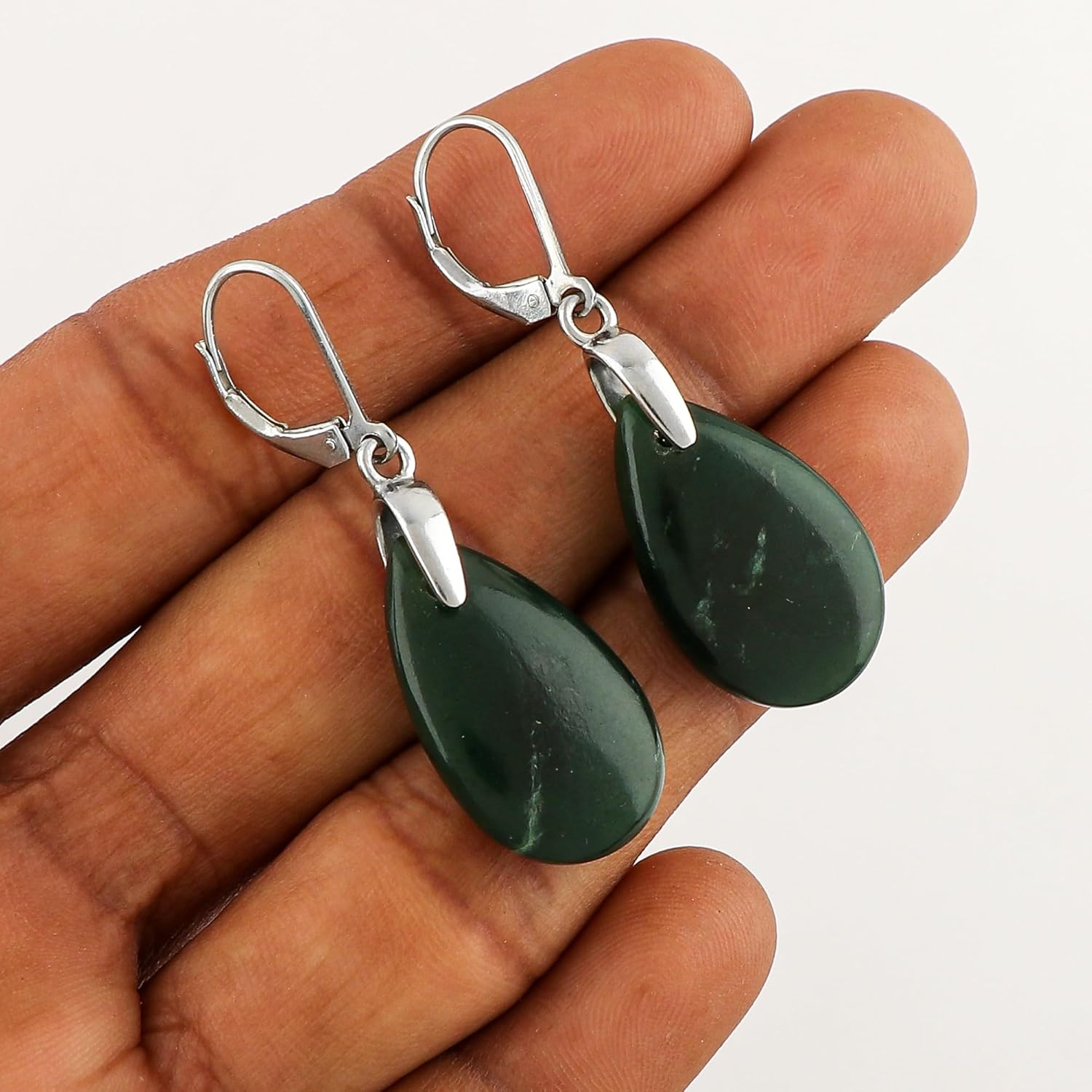 Natural Green Aventurine Gemstone Dangle Earring, 925 Sterling Silver, Tear Drops Earrings for Women, Filigree Dangling Boho Handmade, Elegant Statement Jewelry, Gifts - Image 5
