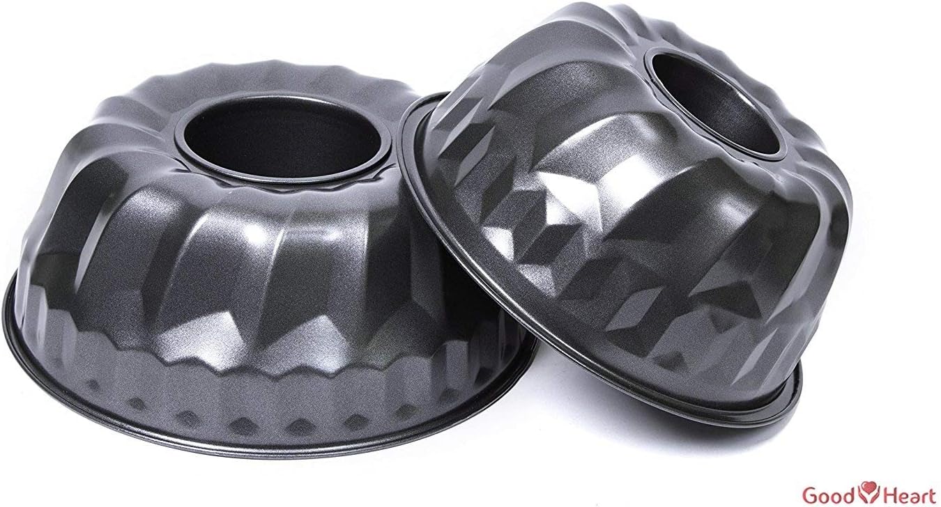 Original Bundt Pan Set, 2-Piece Best Nonstick Bake Ware for Elegant Bundt Cakes – 8in, 10in Fluted Tube Mold Bundt Cake Pan, Fancy Form Turns You to a Baking Superstar by Goodheart