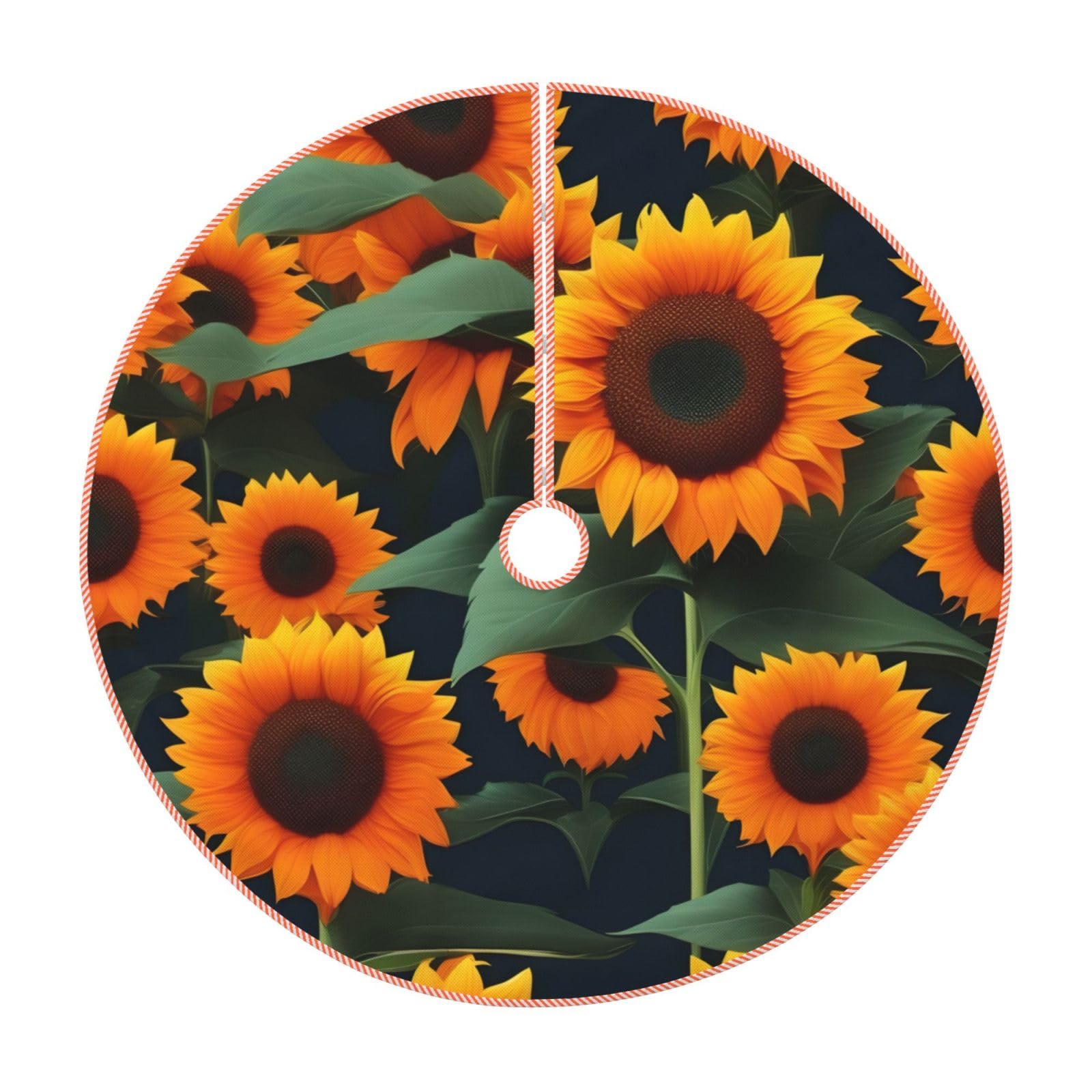 Jupe de sapin de Noël rustique épaisse tapis de sapin imprimé floral orange salon
