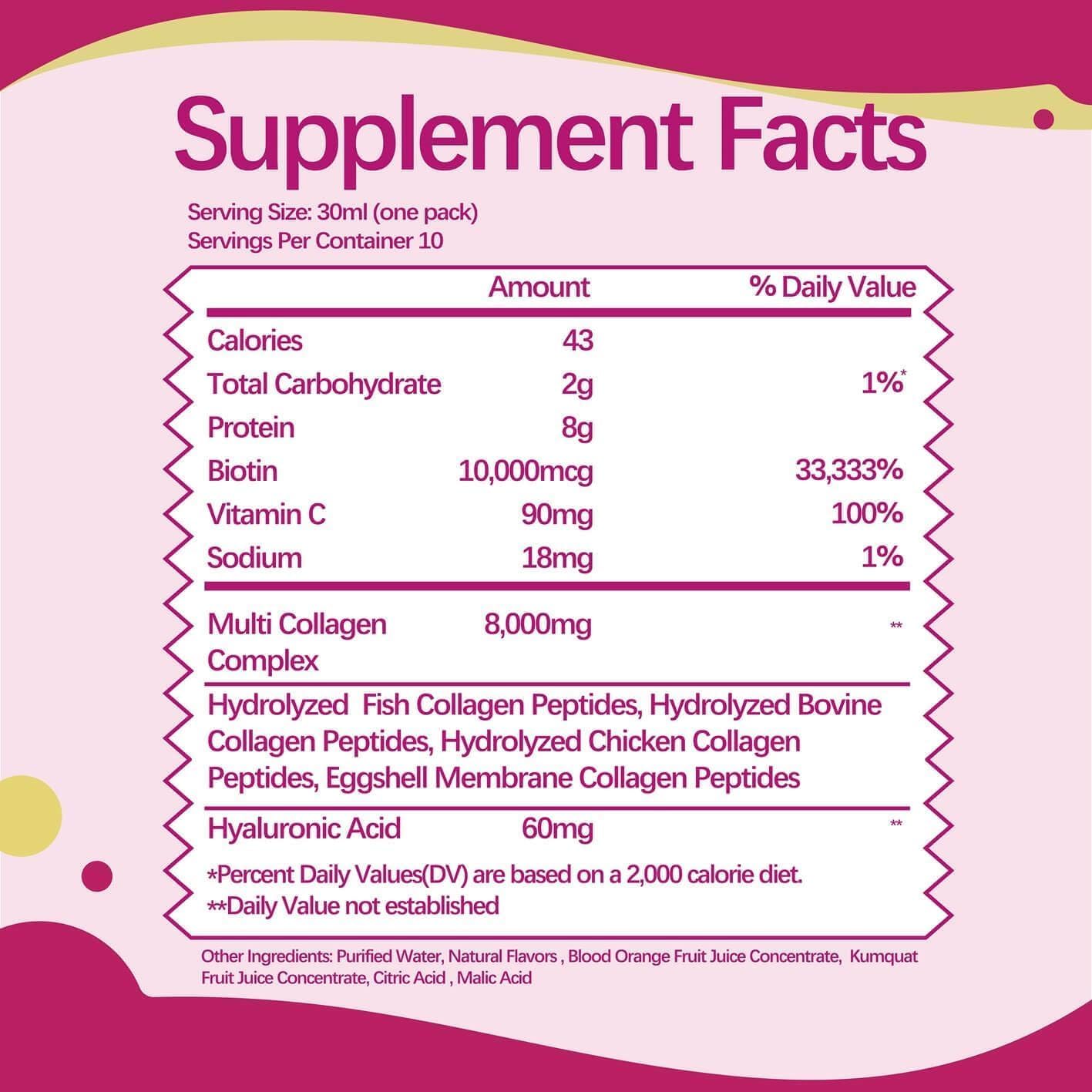 Liquid Collagen for Women, 10000mcg Biotin, 8000mg Multi Type Collagen Peptides, Hyaluronic Acid, Vitamin C, Skin, Nail, Hair Supplement, Orange Flavor, 10 Fl oz. (10 FL Oz (Pack of 3))