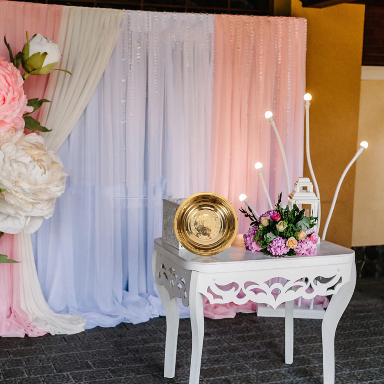 Holibanna Lavabo Portátil de Acero Inoxidable Dorado para Baño, Resistente y Fácil de Usar, Adecuado Hogar y Salón en Ceremonias Matrimoniales