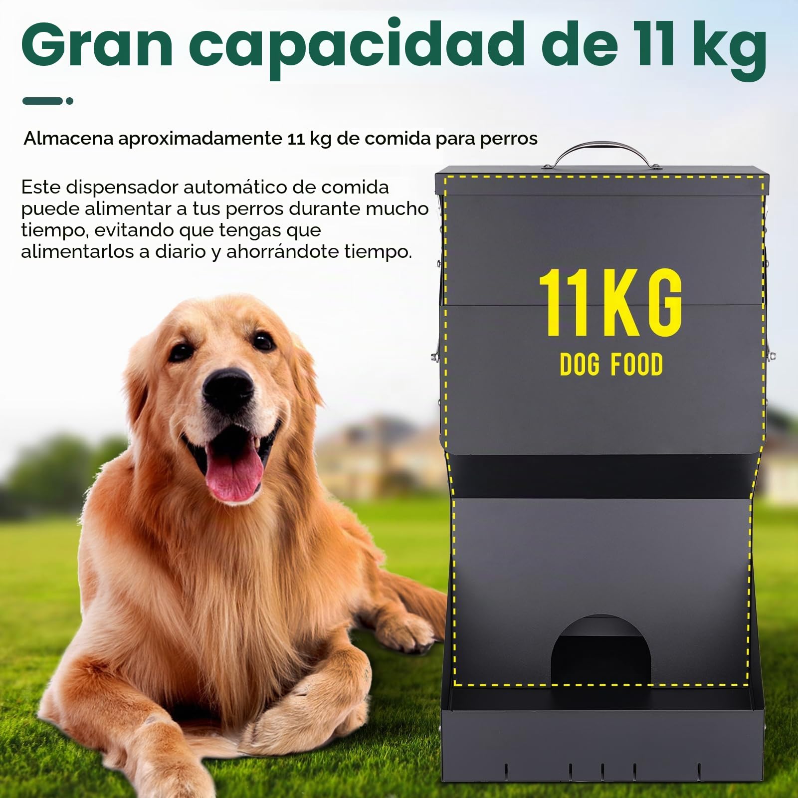 Comedero AutomáTico para Perros de Raza Grande, 25 Libras de Gravedad para Perros Al Aire Libre e Interior, Comedero Colgante para Grandes y Gatos