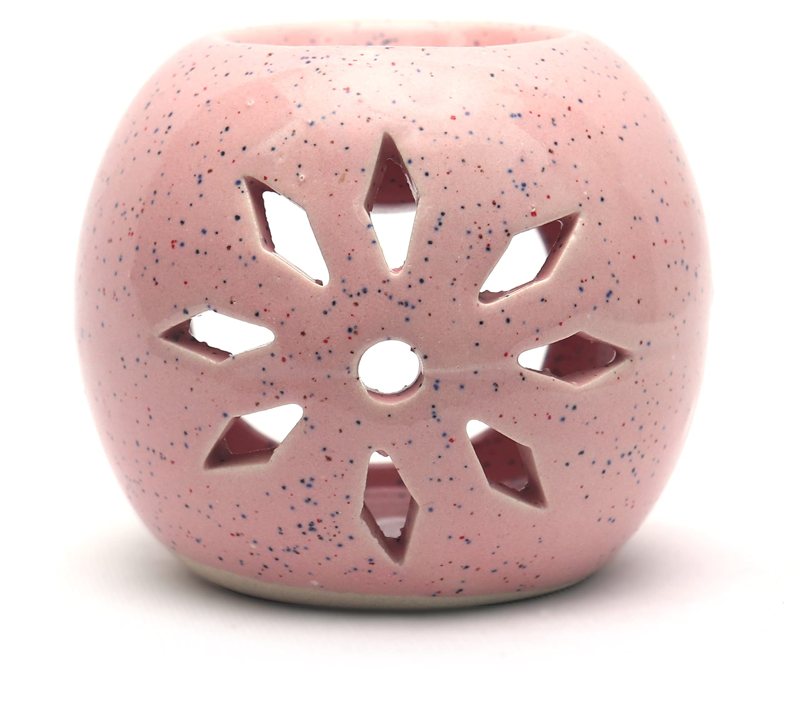 NearnestCeramic Aroma Diffuser(Pink) with T Light Candle & 10 ML Lemon Grass Aroma Oil.