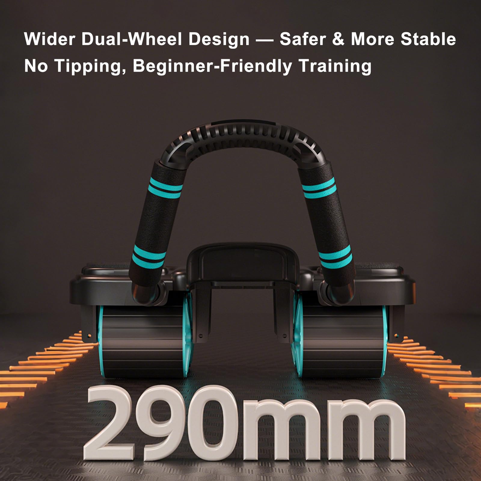 Automatic Rebound Ab Wheel with Elbow Support & 4-Wheel Stability – Includes Timer,Perfect Core für Trainer for Men & Women,Portable Home Gym Equipment Black