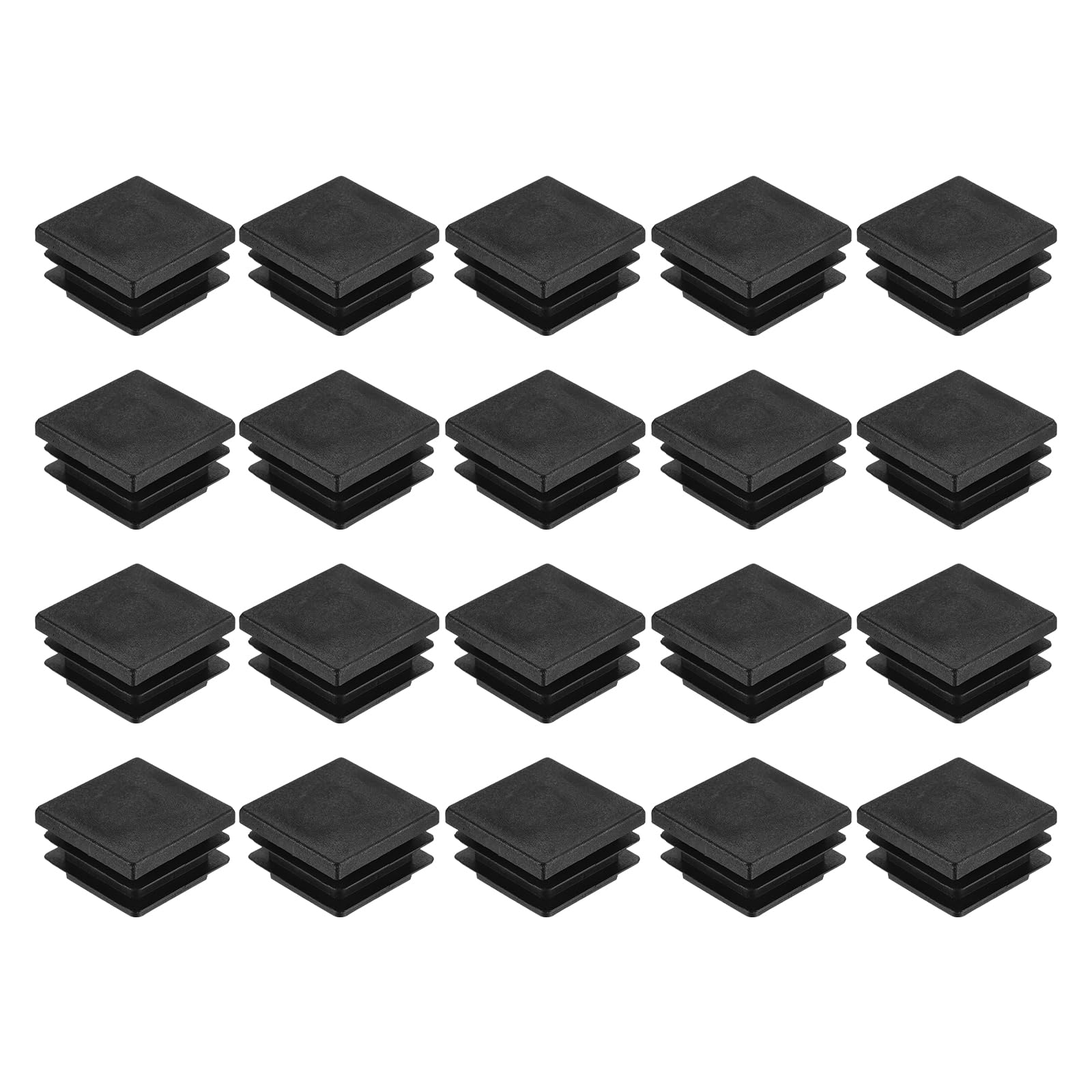 uxcell 24Pcs Square Plastic Plugs, 32 x 32mm/1.26 x 1.26inch PE Pipe Tubing End Caps for 25-30mm/0.98-1.18inch Square Tube Furniture Chair Leg, Black