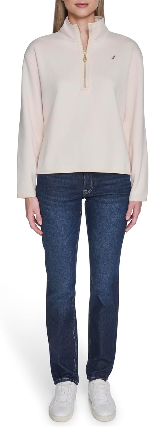 Nautica Womens Mockneck Zip Up Fleece Jacket - Image 2