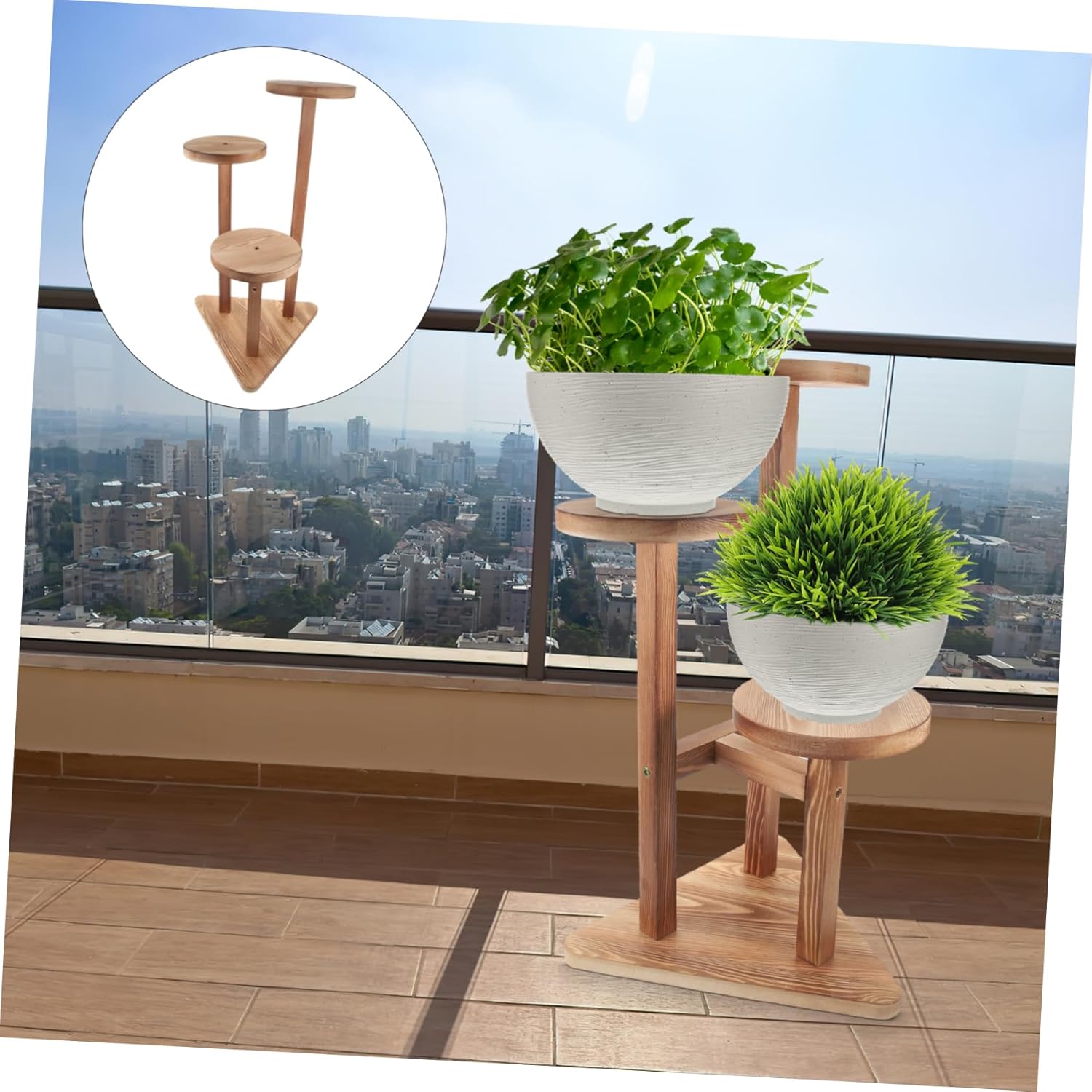 BESPORTBLE Wooden Plant Stand Indoor Outdoor Plant Rack for Living Corridor Balcony Garden