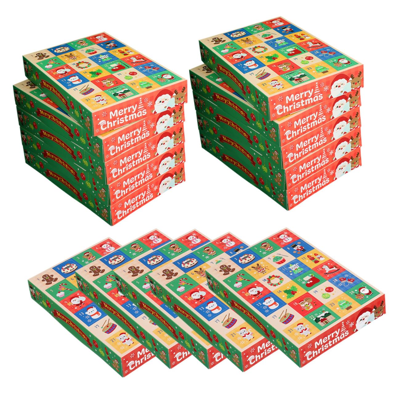 LOLIPPYY 15 Piezas Calendario de Adviento de Navidad Cajas de Papel Vacías Rellenables para Dulces y Regalos Caja de Días para Fiesta y Decoración Navideña DIY