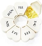 MOLN HYMY Cute Weekly Pill Box 7 Day, Round Floral Pill Case Organizer 1 time a Day, Pill Container Once Daily, Large Medcine Dispenser for Vitamin/Fish Oil/Medication/Supplements (Milky White)