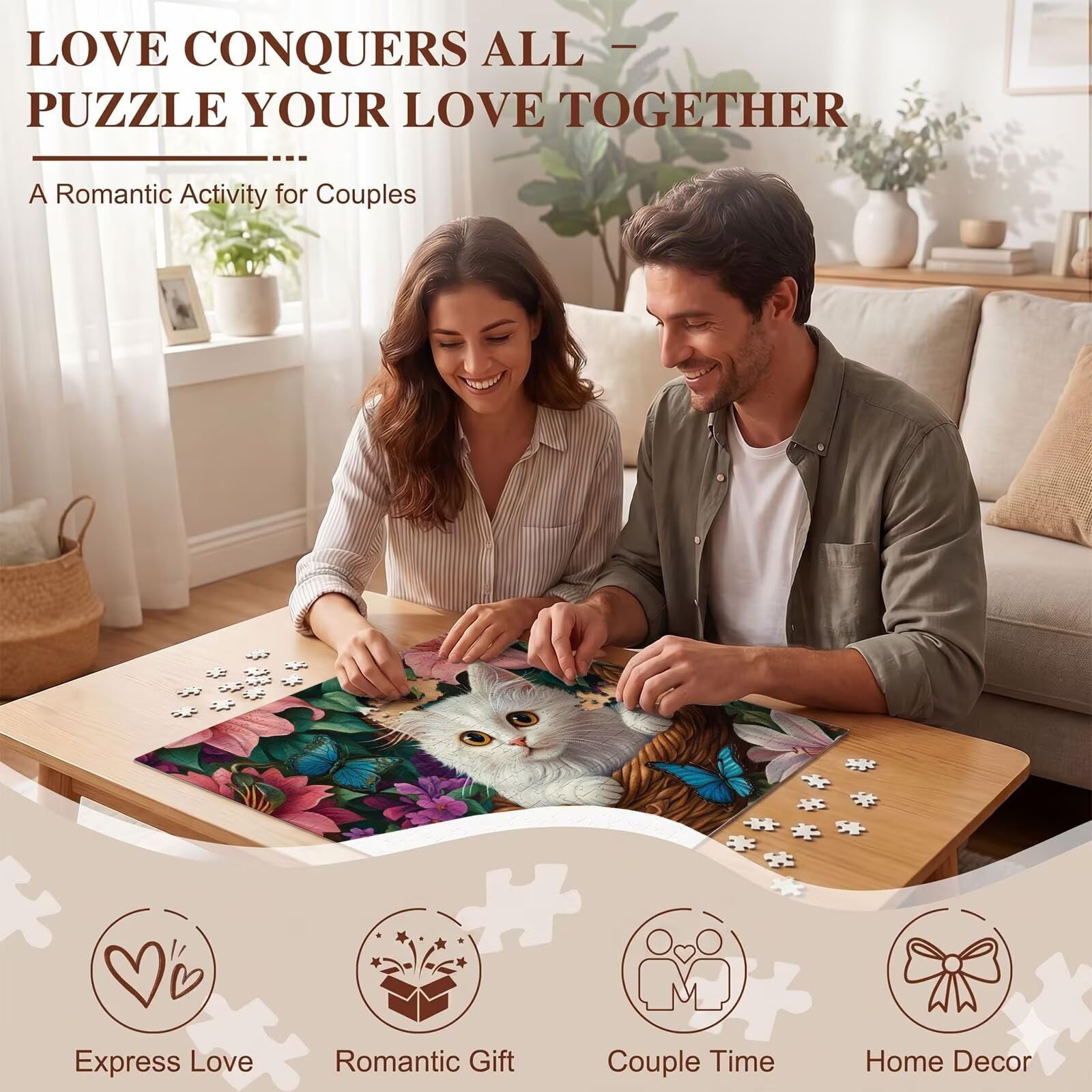 gatto Cesto fiori Puzzle 5000 Pezzi per Adulti, Puzzle in Legno - Collezione Classica con Poster Incluso - Sfida di Concentrazione e Passatempo Antistress, Gioco per Famiglia, 156 x 105 cm f0-710