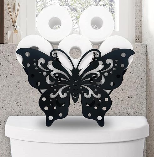Soportes de papel de mariposa de animales, soporte de papel higiénico de metal negro, soporte de papel de metal decorativo, bonito almacenamiento de