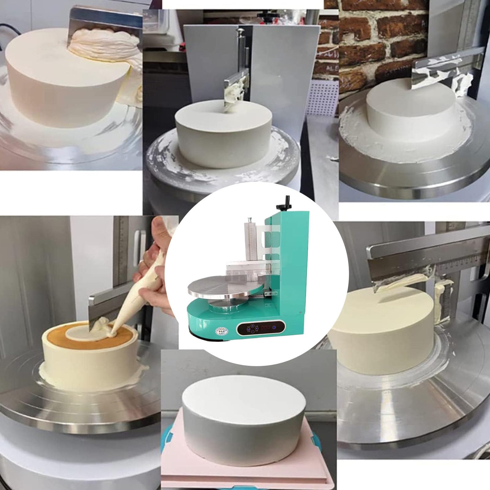 Kuchencreme-Streu-Maschine, Kuchencreme, Verziermaschine, automatische Kuchenputzmaschine, 10,2–30,5 cm, Kuchen, 304 Edelstahl, Backen, Geburtstag (grün)