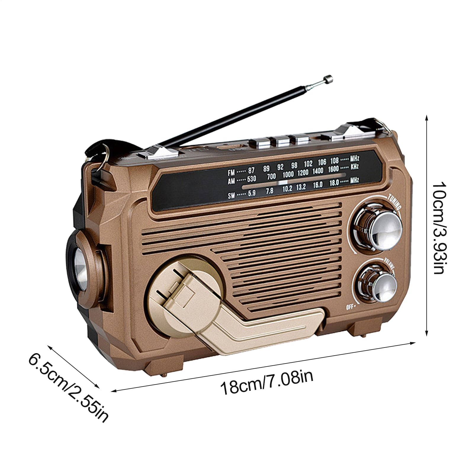 Radio z korbą, radio z korbą ręczną Przenośna latarka radiowa na baterię