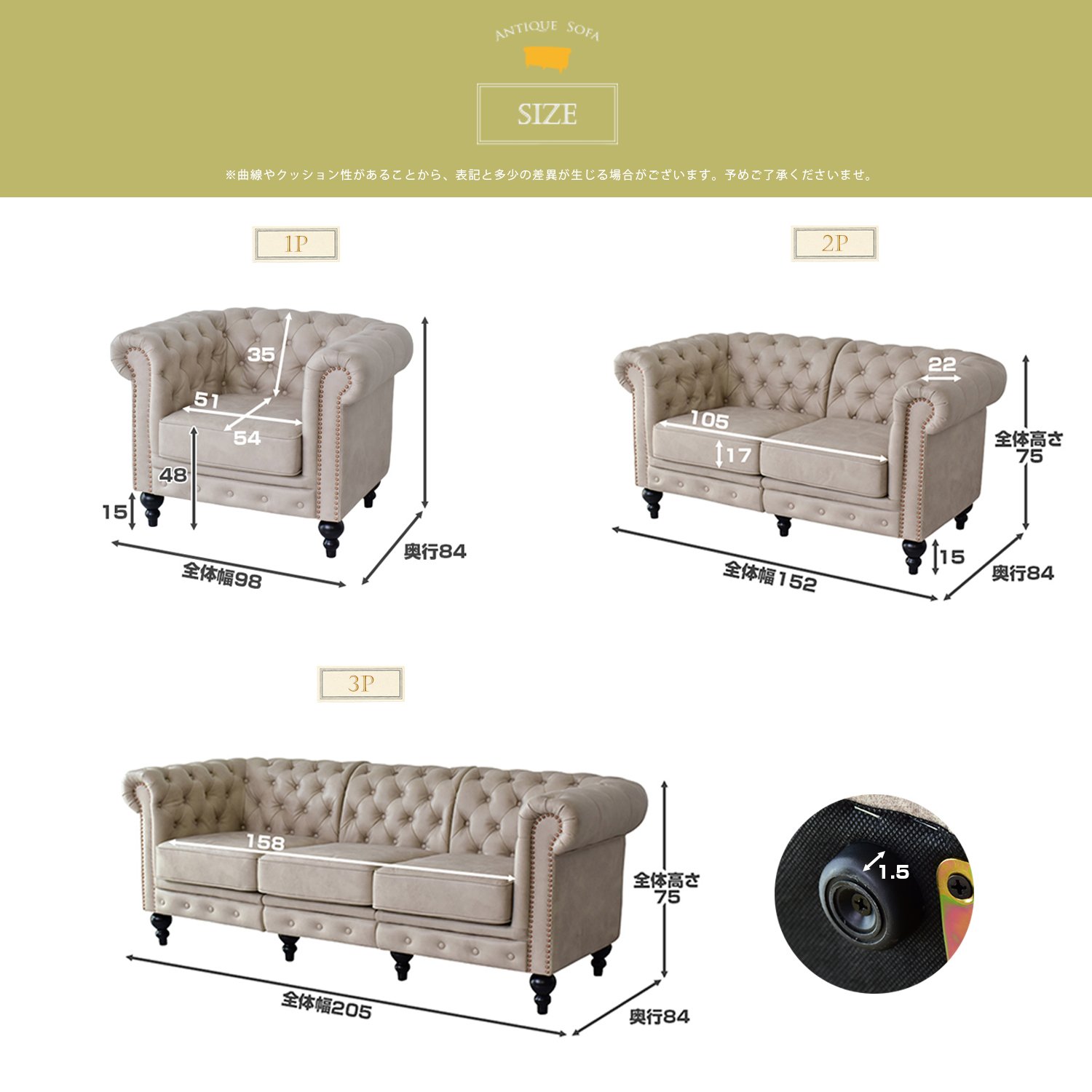 DORIS 2人掛けソファ アンティーク調 チェスターフィールド クシャナ Amazon｜DORIS ドリス ソファ チェスターフィールド ヴィンテージ 2人