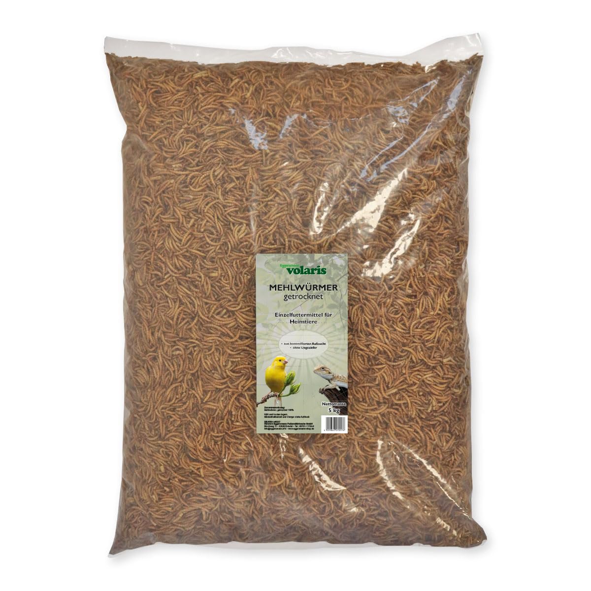 Eggersmann volaris Mehlwürmer getrocknet 5kg – Wildvogelfutter proteinreich & natürlich – Getrocknete Mehlwürmer ideal für Wildvögel, Hühner & andere Heimtiere – Vogelfutter frei von Pestiziden