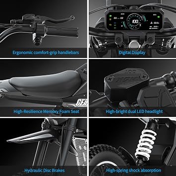 Electric Motorcycle for Teens Adults, 14/12 Fat Tire 2500W Peak Electric Dirt Bike with 48V 21AH Battery Ebike Up to 40MPH & 34 Miles Range, Hydraulic Brakes Mountain Bike UL Certificate Fit Age 13+