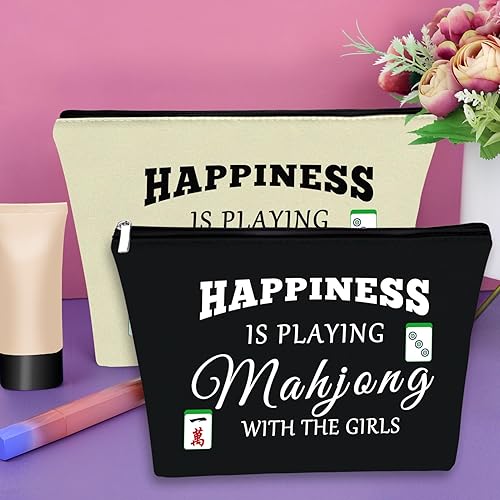 Miniatura 10 de Sazuwu Mahjong - Bolsa de maquillaje divertida para mujer, Verde y beige.