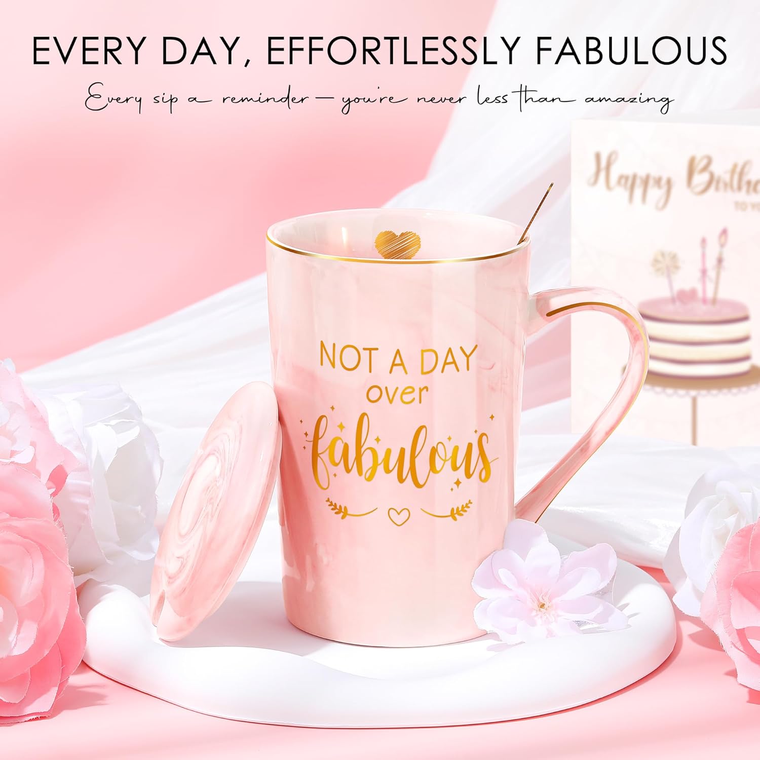 Birthday Gifts for Women Happy Birthday Gift Baskets for Women Unique Not A Day Over Fabulous Mug Gift ideas Pink Gifts Box Set Presents for Her Friends Mom Sister Wife Coworkers Daughter Aunt Mom thumbnail