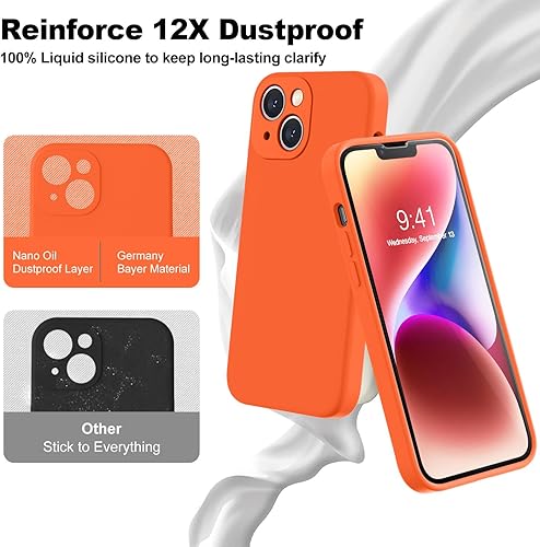 Miniatura 45 de BossKiss Funda compatible con iPhone 14 Pro, silicona mejorada [protección de cámara] [2 protectores de pantalla 9H], forro interior de microfibra