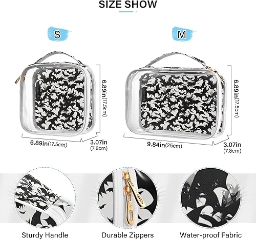 Miniatura 4 de Halloween Bats Clear Toiletry Bag for Traveling,2 Pack Makeup Cosmetic Bag with Zipper,Travel Bag for Toiletries,Travel Essentials 21214633