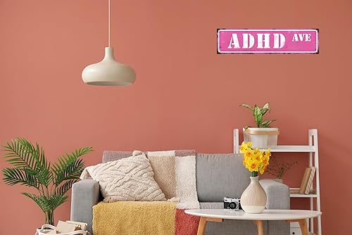 Miniatura 4 de Letrero de Adhd Ave Street Retro Divertido Decoración de Pared de Metal Letreros de Estaño Temporada de Otoño Tema de Horror Inapropiado Humor Bar