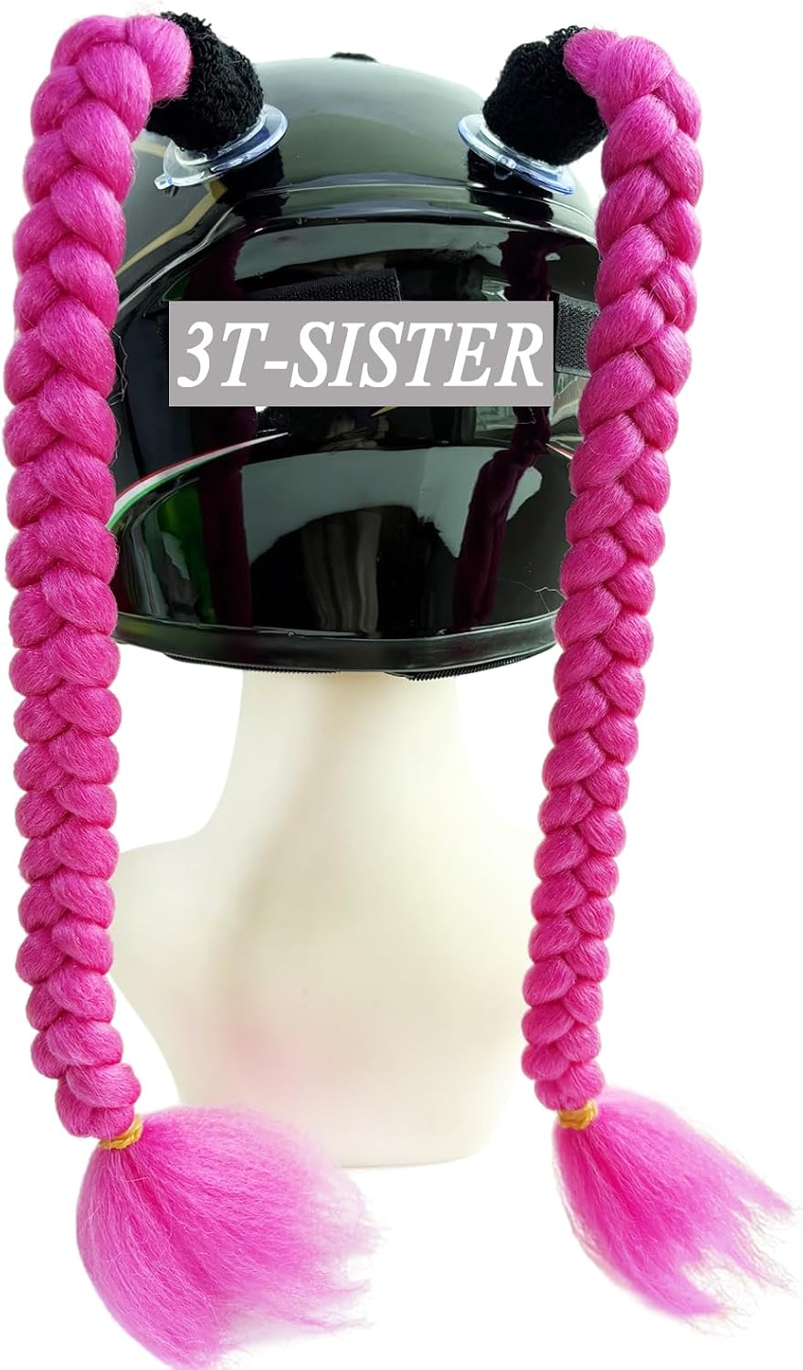 Braids Pigtails with Suction Cup for Motorcycle, Ski, Bicycle Helmet Decoration 2 Pieces