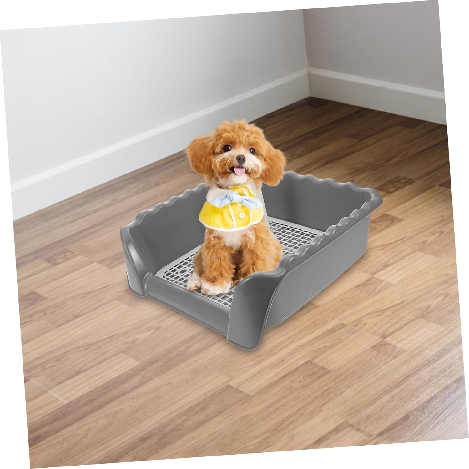 YARNOW Medium Indoor Dog Potty Tray with Induction Column Portable Puppy Toilet with Mesh Grid for Easy Cleanup and Training Reduces Accidents and Enhances Elimination Habits