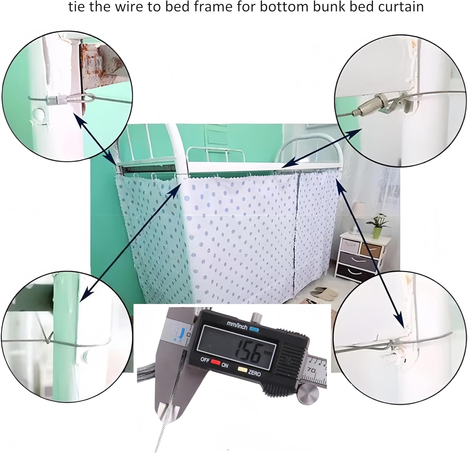 Super Soft Breathable Blackout Bunk Bed Curtains Twin Top Bottom for Home Dorm with No Sagging Steel Wire Rope, Black, 2 Panels