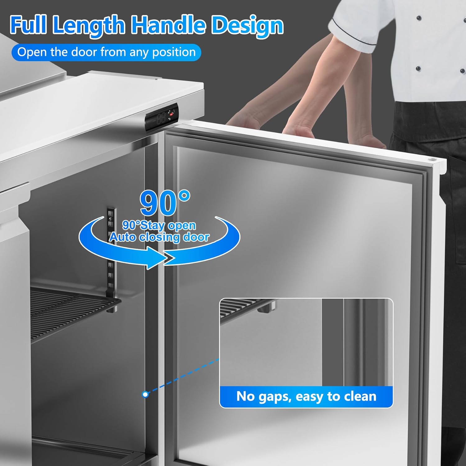 72" W Commercial Sandwich Prep Table Refrigerator, 21.2 Cu.ft 3 Doors Stainless Steel Salad Prep Table with 16 Pans, Commercial Salad Prep Station for Restaurant, Bar, Shop, ETL Approved