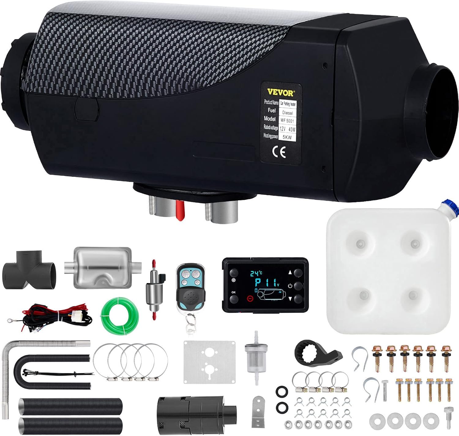 VEVOR 5KW Diesel Heater, 12V Diesel Air Heater with 15L Tank Parking