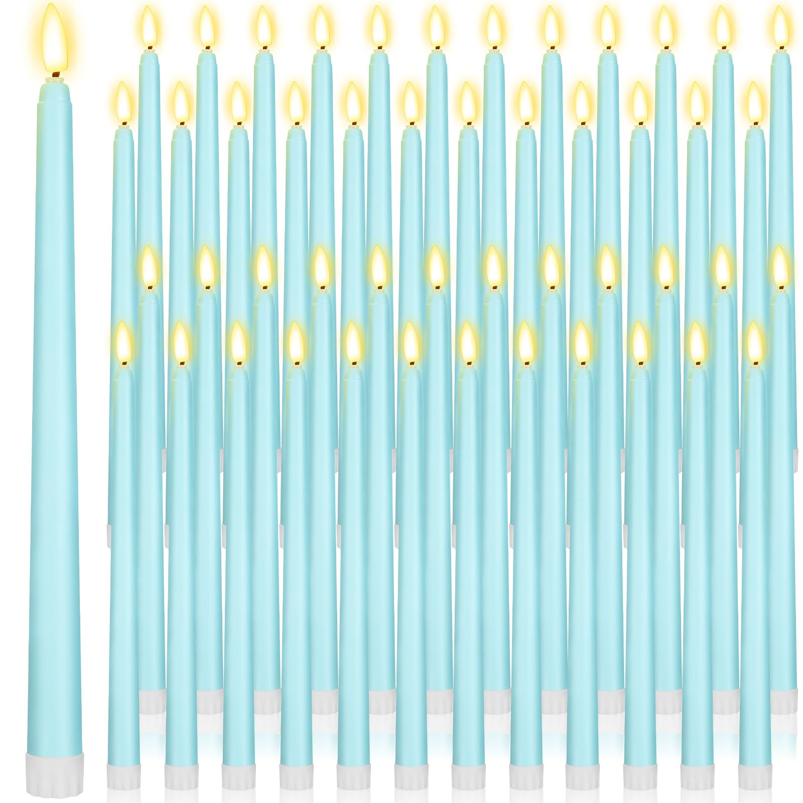 Handepo 48 Pack Flameless LED Taper Candles Battery Operated, Teal