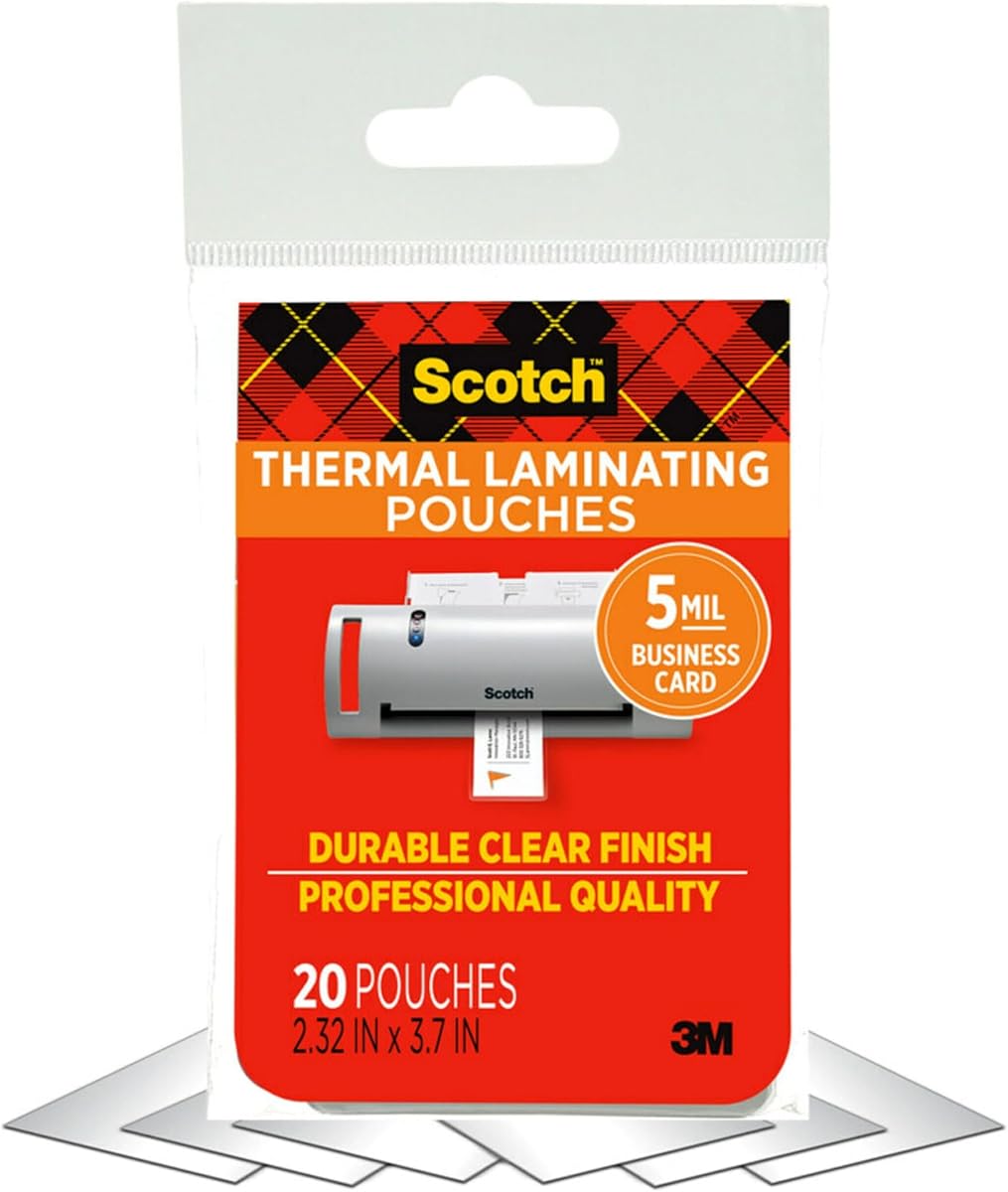 Thermal Laminating Pouches Premium Quality, 5 Mil Thick for Extra Protection, 20 Pack Business Card Size Laminating Sheets, Our Most Durable Lamination Pouch, 2.3 x 3.7 inches (TP5851-20)