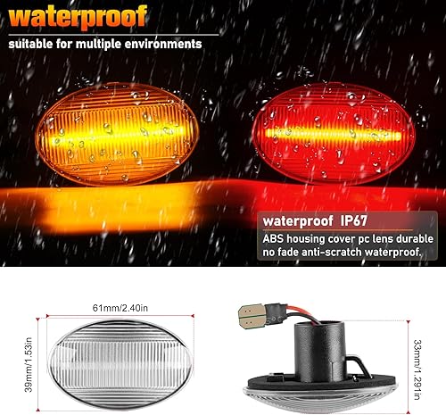 Miniatura 5 de Juego de 4 luces LED de marcador lateral para guardabarros, para cama trasera, compatible con Ford F350 F450 F550 Super Duty1999-2010