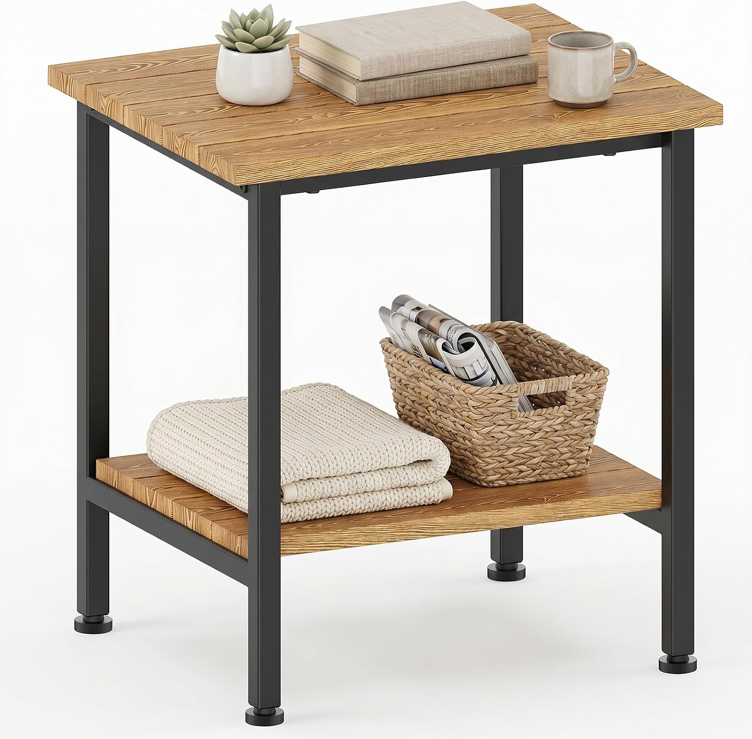 Small Outdoor Side Table with Storage, for Garden, Brown