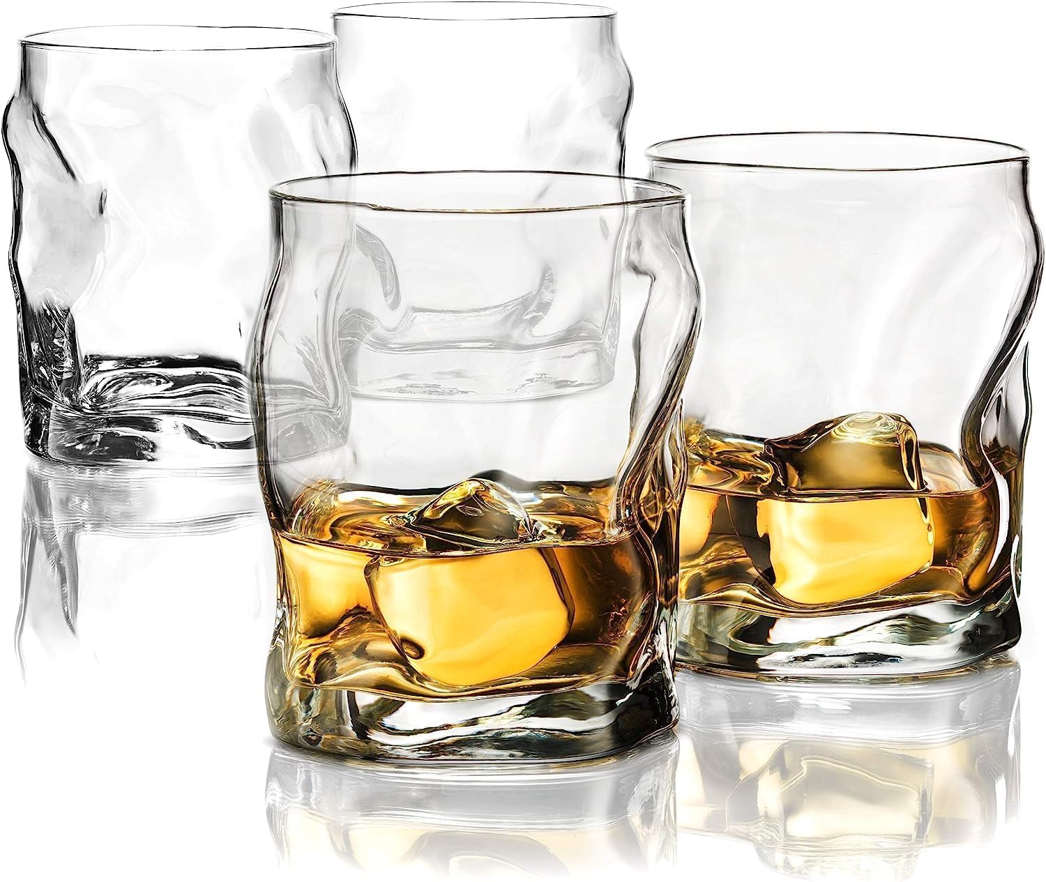 Bormioli Rocco Sorgente Double Old Fashioned Glasses, Set of 4,14.25 Ounces