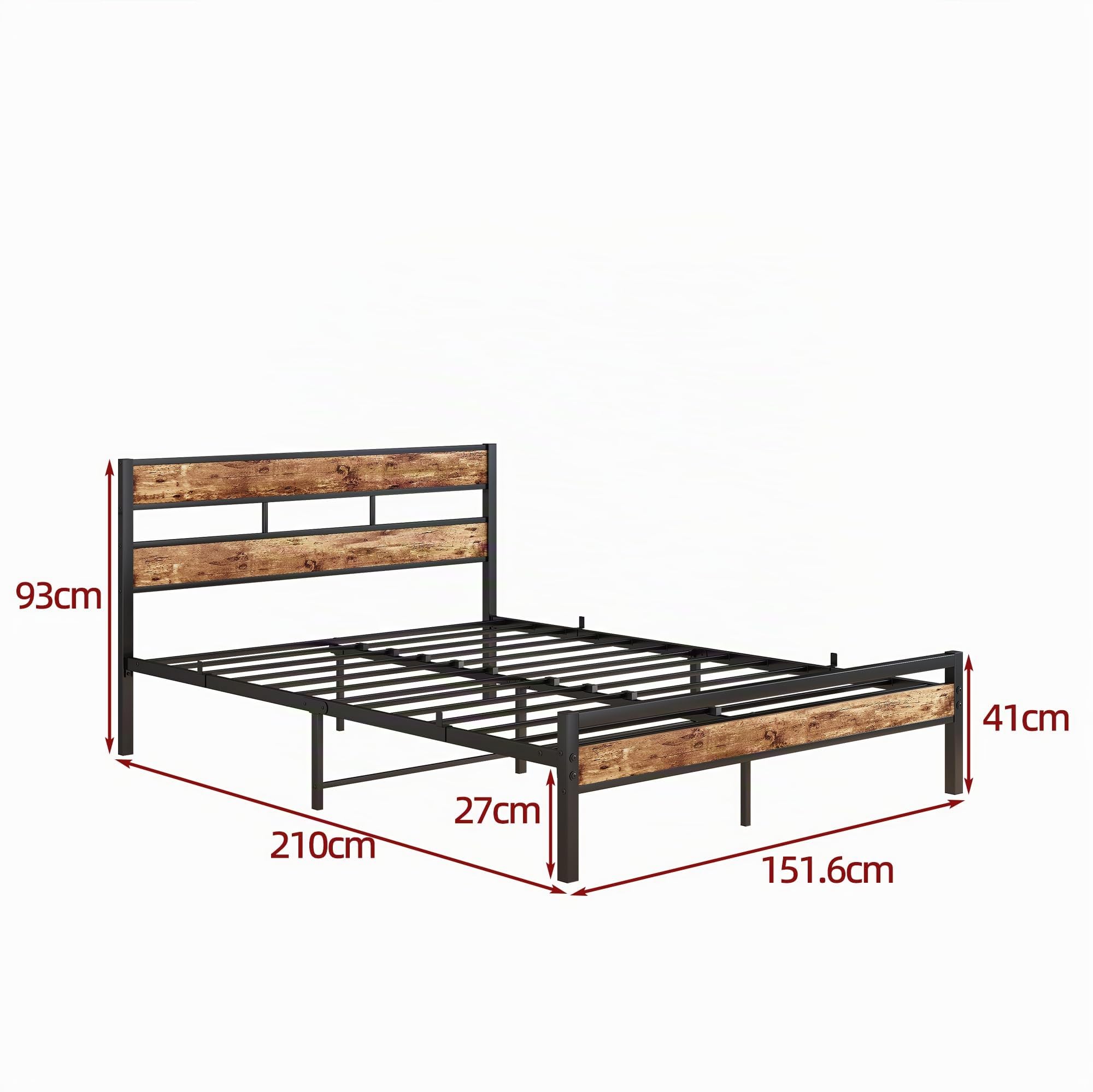 HOJINLINERO Bettgestell 140x200,Doppelbett Bettrahmen Metallbett 140x200 mit lattenrost aus Metall mit Kopfteil,Einfacher Aufbau Gästebett Jugendbett, für Schlafzimmer Gästezimmer,Bed Frame Schwarz