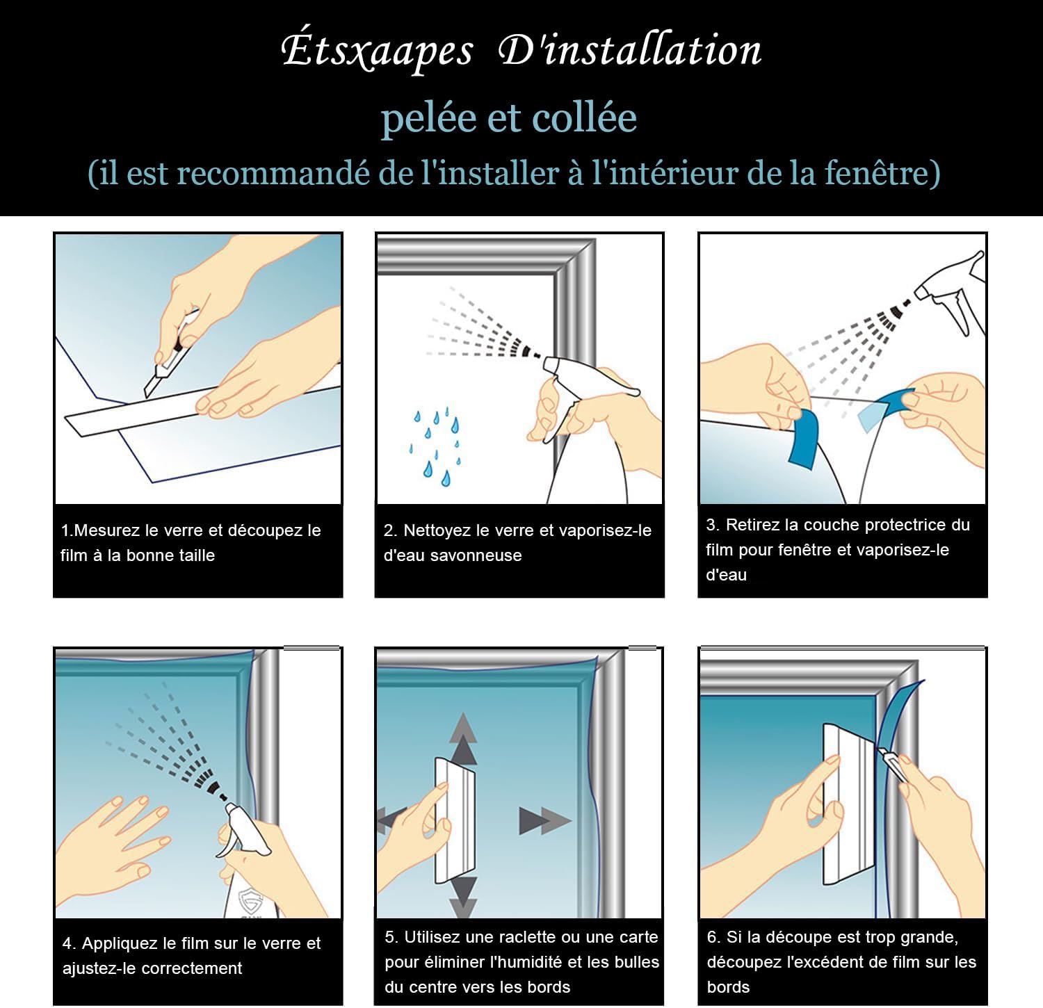 Film Anti Regard Fenêtre,Anti UV et Chaleur, 90x400CM Cuisine Chambre Bureau Film pour Fenêtres avec Protection de la Vie Privée Pendant la Journée