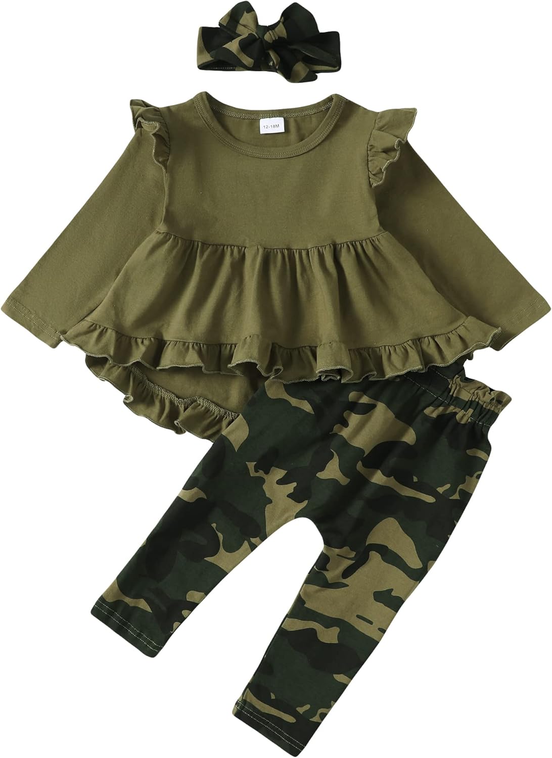 Kucnuzki Baby Girl Clothes Toddler Girl Outfit Ruffle Sleeve Shirt Floral Pant Set Fall Winter Clothing for Girl