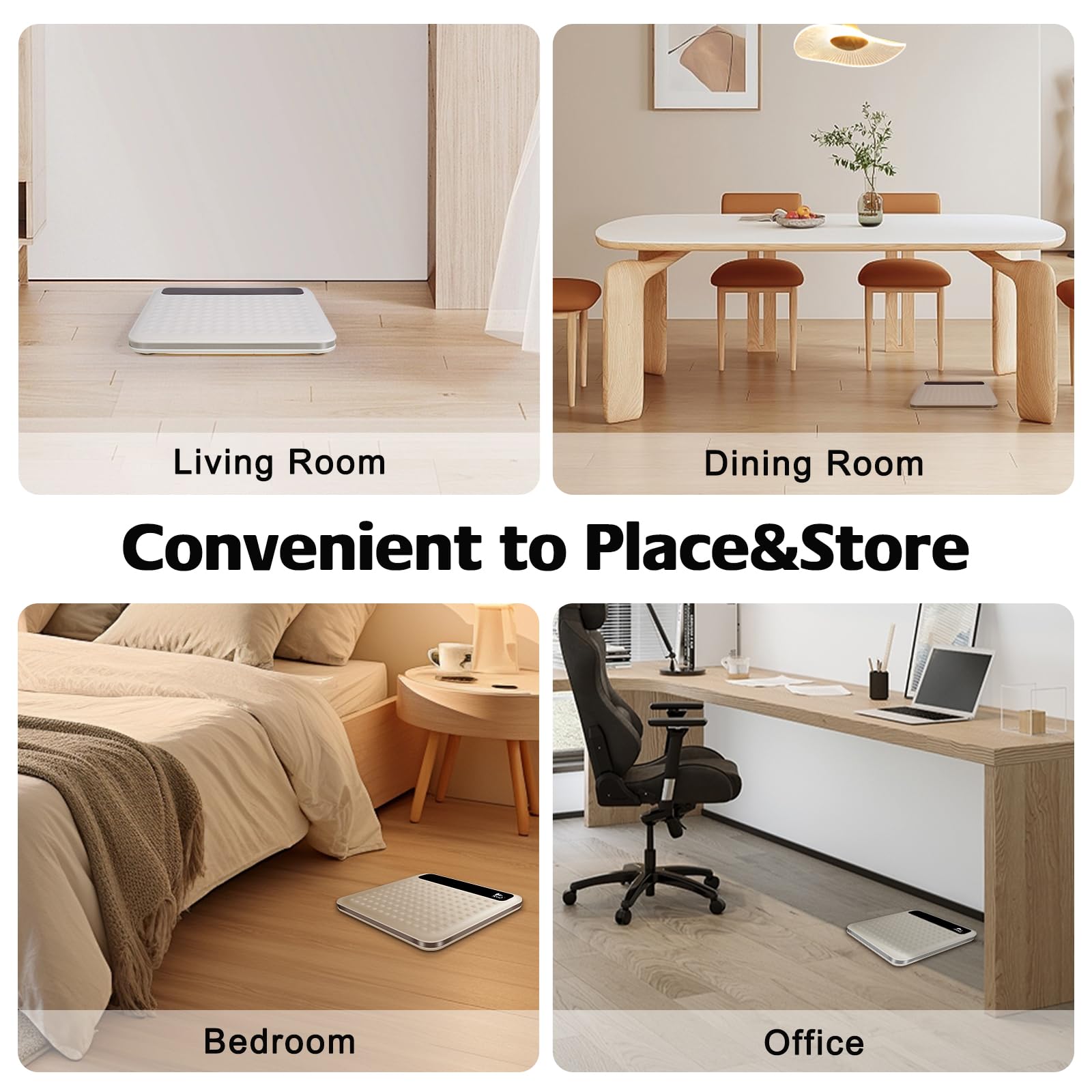 himaly Bilancia pesapersone digitale da bagno, tecnologia Step-On, ad alta precisione, con grande piattaforma in silicone antiscivolo e display digitale LCD, capacità 180 kg, colore: bianco