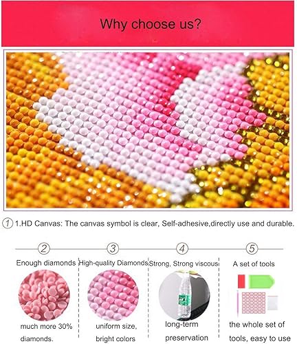 Miniatura 6 de UNIME - Kit de pintura de diamantes 5D de taladro completo, kit de pintura de diamantes de imitación para adultos y principiantes, manualidades de