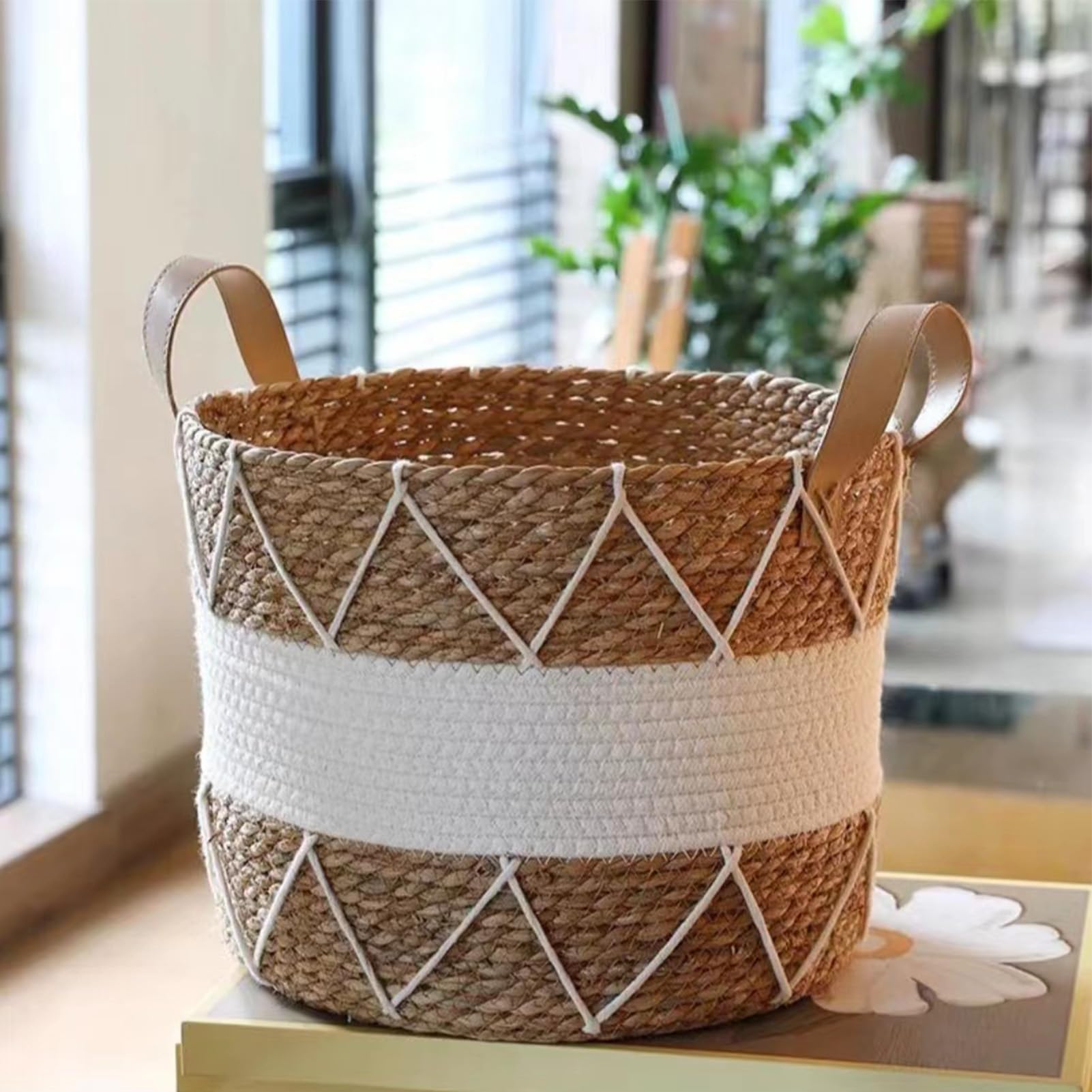 3-częściowy zestaw koszy na rośliny, trawa morska, doniczka ozdobna w stylu boho, średnica 18 cm, 22 cm i 25 cm