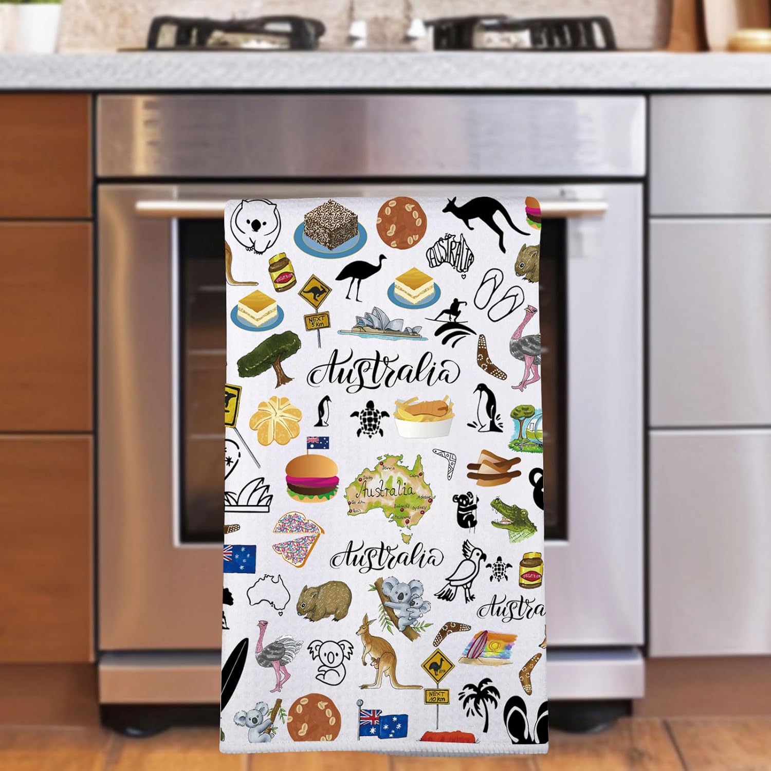 JNIAP Australia Kitchen Towel Australian Kitchen Decor Australia Themed Gifts Australian Dish Towel Australia Housewarming Gifts (Australia KT) - Image 5