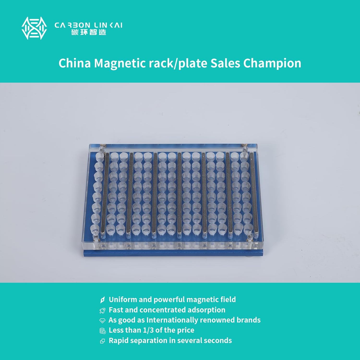 96-Well Magnet,96 Side Magnet Rack,0.2ml PCR Strip Magnetic Separation, Stand Rack for 96 Well PCR Plate, PCR Strip Tube,DNA RNA Protein Purification