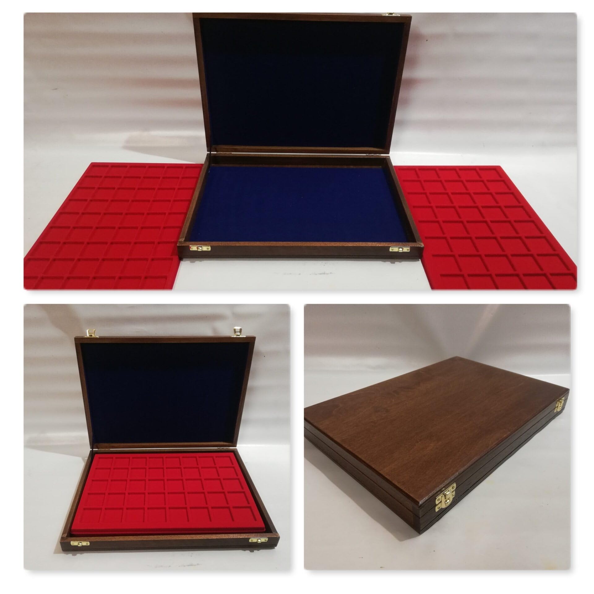 Coffret en Bois pour pièces et médailles avec Deux Plateaux extractibles en Velours – Fait Main en Italie, numéroté, Personnalisable