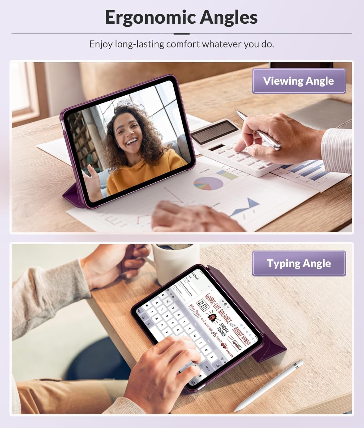 MoKo Case for New iPad (A16) 11th Generation 2025/ 10th Generation 2022, iPad 11 inch/ 10.9 inch Case with Soft TPU Translucent Frosted Back Cover, Auto Wake/Sleep, Support Touch ID, Dark Purple