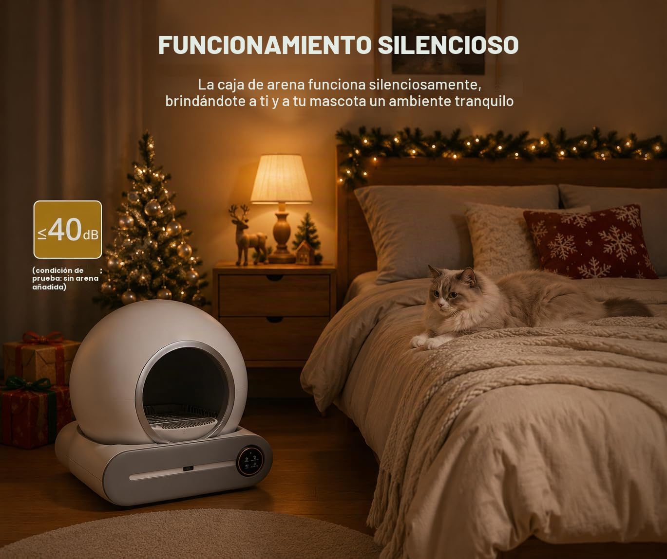 Arenero para Gato Autolimpiable 65L+9L, Arenero Inteligente Automático con Control App, Eliminación de Olores, Incluye 5 Rollos Bolsas Basura y 1 Tapete, para Varios Gatos